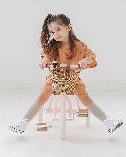 Banwood Wood and Vegan Leather Baby Trike - Pink - From 3 years old Tricycles