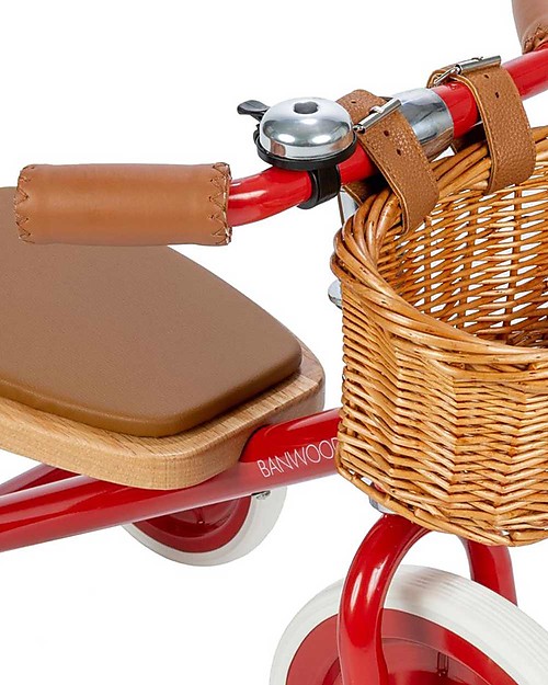 Banwood Wood and Vegan Leather Baby Trike - Red - From 2 years old Tricycles