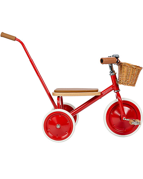 Banwood Wood and Vegan Leather Baby Trike - Red - From 2 years old Tricycles