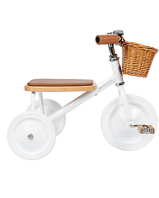 Banwood Wood and Vegan Leather Baby Trike - White - From 2 years old Bycicles