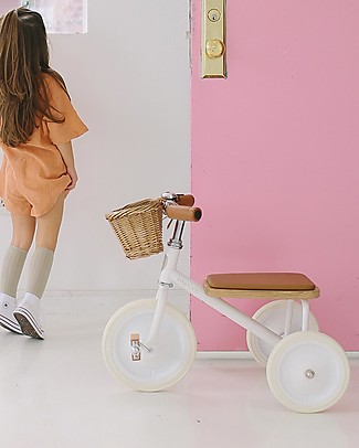 Banwood Wood and Vegan Leather Baby Trike - White - From 2 years old Bycicles