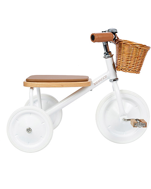 Banwood Wood and Vegan Leather Baby Trike - White - From 3 years old Tricycles
