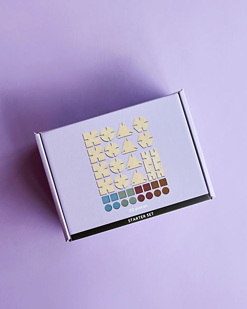 Bavvic 32 Piece Starter Set - Beech Wood and Silicone Construction - Promotes STEAM Learning! Wooden Blocks and Construction Sets