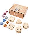 Bavvic 48 Piece Builder Set - Beech Wood and Silicone Constructions - Promotes STEAM Learning! Wooden Blocks and Construction Sets