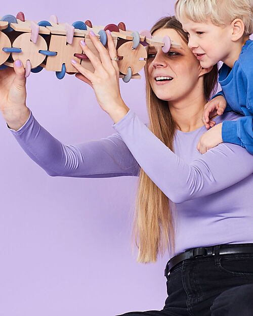 Bavvic 48 Piece Builder Set - Beech Wood and Silicone Constructions - Promotes STEAM Learning! Wooden Blocks and Construction Sets