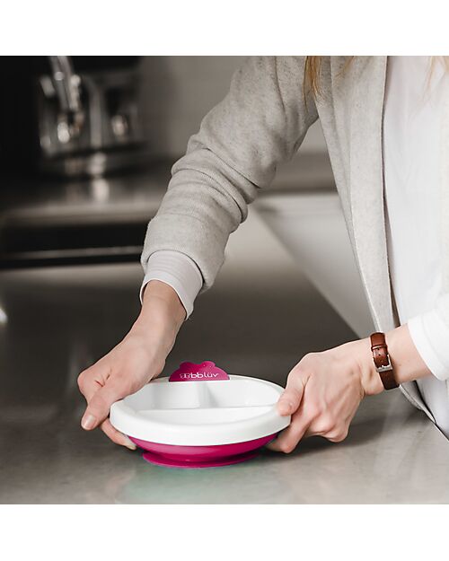 Bblüv Warm Feeding Plate Platö - White and Aqua Bowls & Plates