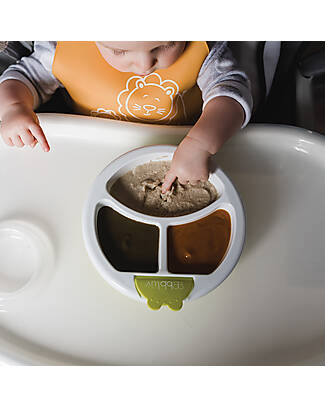 Bblüv Warm Feeding Plate Platö - White and Aqua Bowls & Plates