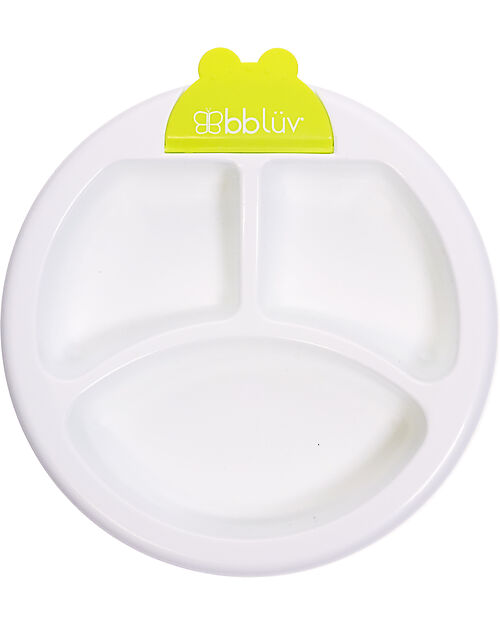 Bblüv Warm Feeding Plate - White and Lime Bowls & Plates