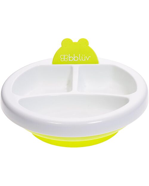 Bblüv Warm Feeding Plate - White and Lime Bowls & Plates