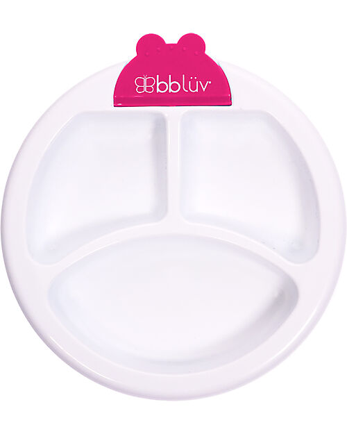 Bblüv Warm Feeding Plate - White and Pink Bowls & Plates