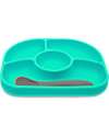 Bblüv Yümi (Aqua) - 4-section Silicone Plate and Spoon ( LFGB ) Meal Sets