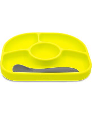 Bblüv Yümi (Lime) - 4-section Silicone Plate and Spoon (LFGB) Meal Sets