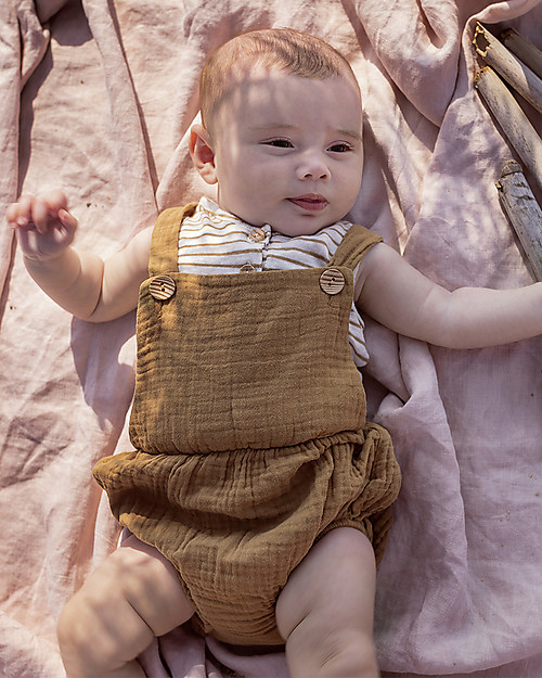 Bean's Barcelona Baby Romper Dolphin - Caramel - 100% Organic cotton Short Rompers