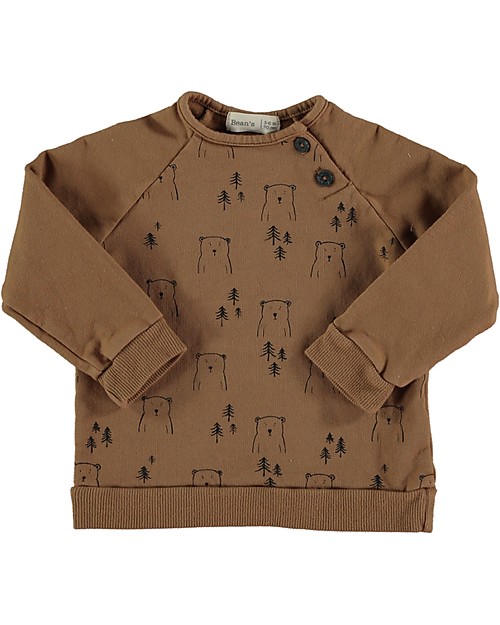 Bean's Barcelona Bears Sweatshirt - Caramel - Elasticated Organic Cotton Long Sleeves Tops