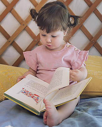 Bean's Barcelona Girl T-shirt with Frills Shiny Day - Pink - Organic cotton T-Shirts And Vests