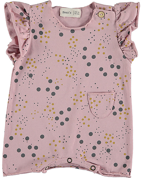 Bean's Barcelona Printed Baby Romper Dahlia - Pink - Organic cotton Short Sleeves Bodies