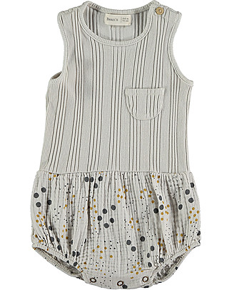 Bean's Barcelona Printed Combi-Body Orchid - Grey - 100% organic chiffon Short Sleeves Bodies