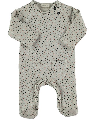 Bean's Barcelona Printed Playsuit - Stone - Elasticated Organic Cotton Rompers