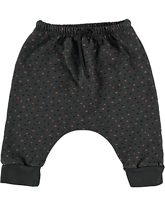 Bean's Barcelona Root Printed Pants - Anthracite - Elasticated Organic Cotton Trousers