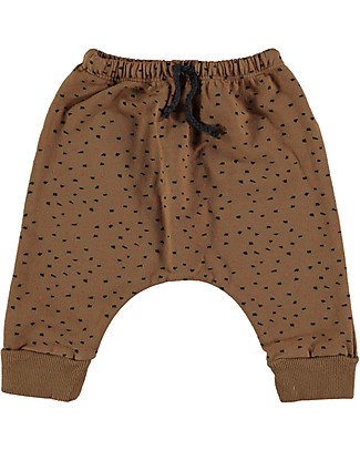 Bean's Barcelona Root Printed Pants - Caramel - Elasticated Organic Cotton Trousers