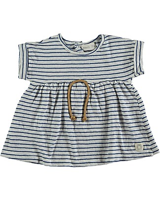 Bean's Barcelona Short Sleeved Striped Dress Shark - Blue - Linen Hair Accessories