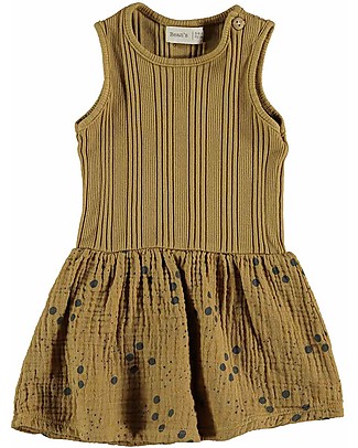 Bean's Barcelona Sleeveless Printed Combi-Dress Sunflower - Mustard - Organic cotton Dresses