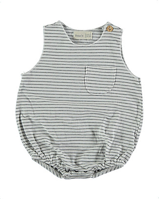 Bean's Barcelona Striped Baby Body Crab - White - Elasticated Organic cotton Short Sleeves Bodies