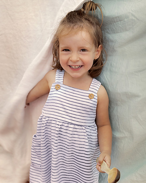 Bean's Barcelona Striped Summer Dress Squid - White - 100% organic cotton Dresses_