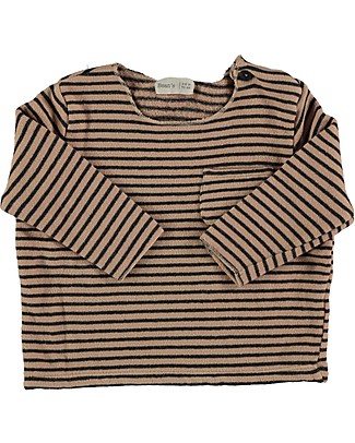 Bean's Barcelona Striped Warm Fleece Sweater - Nude - Organic Cotton Long Sleeves Tops