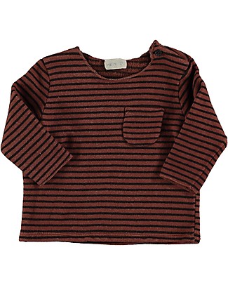 Bean's Barcelona Striped Warm Fleece Sweater - Tile - Organic Cotton Long Sleeves Tops