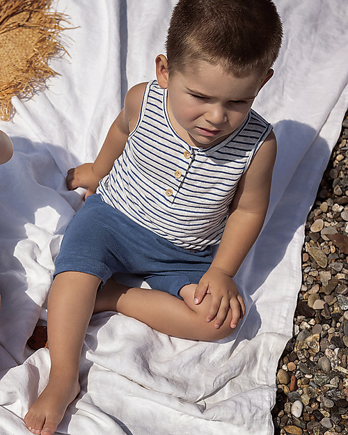 Bean's Barcelona Tank Striped T-shirt Whale - Blue - Linen Tank Tops