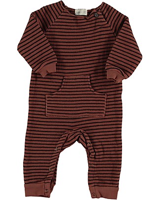 Bean's Barcelona Warm Fleece Playsuit - Tile Stripes - Elasticated Organic Cotton Rompers