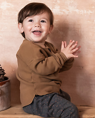 Bean's Barcelona Warm Fleece Sweater - Caramel - Elasticated Organic Cotton Long Sleeves Tops