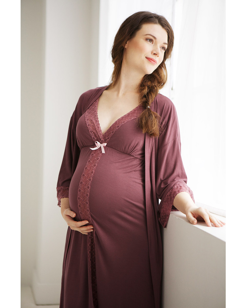 Mi Amor 2-pc. Maternity & Nursing Chemise with Robe