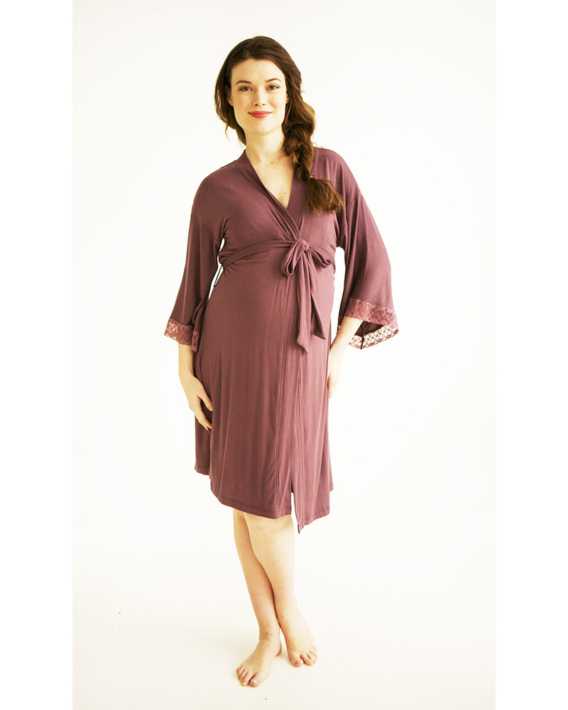 Belabumbum Eva Maternity and Nursing Robe - Plum (perfect for your hospital  bag) woman