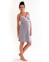 Belabumbum Maternity and Nursing Nightgown - Pale Grey with Polka Dots - 100% Pima Cotton Nightdress