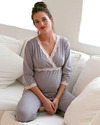Belabumbum Maternity and Nursing Pyjamas - Pale Grey with Polka Dots - 100% Pima Cotton Pyjamas