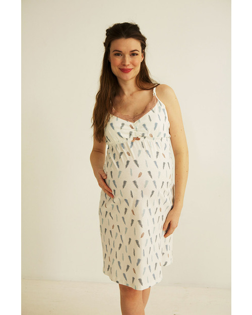 Belabumbum Plume Maternity and Nursing Chemise - 100% pima cotton jersey Nightdress