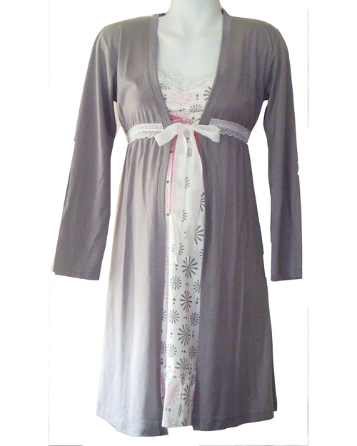 Belabumbum Starlit Maternity Robe - Grey/Pink Robes
