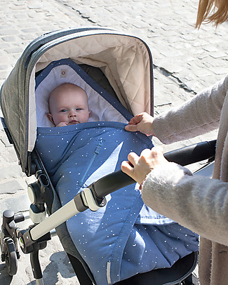 Bemini BISIDE® Pady Jersey 90x90 cm, Denim Little Stars - for Car Seats, Cradles and Strollers Footmuffs