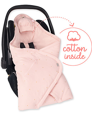 Bemini BISIDE® Pady Jersey 90x90 cm, Gold Dots - for Car Seats, Cradles and Strollers Footmuffs