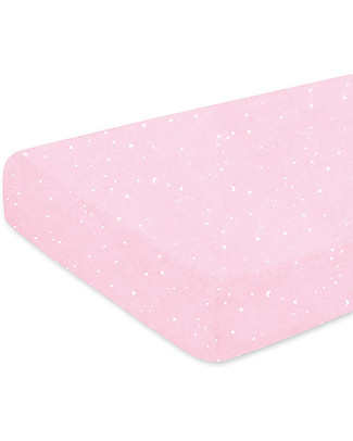 Bemini Crib Sheet 40x90 cm - Little Stars Pink - 100% Cotton Bed Sheets and Pillow Cases