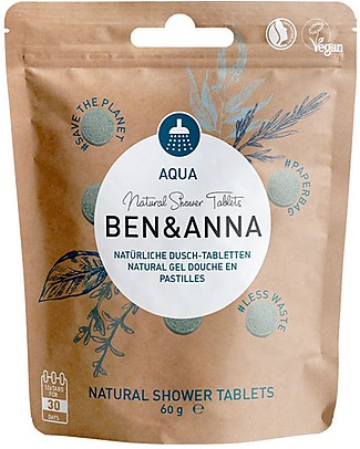 Ben & Anna Natural Shower Tablets - Aqua - 60 gr Shampoos And Bath Wash