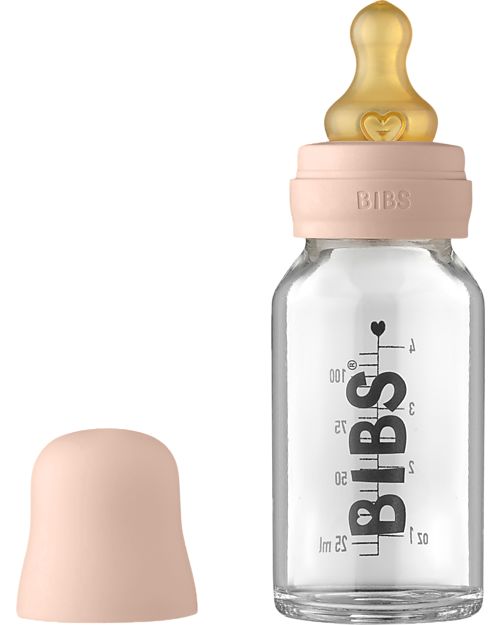 BIBS Baby Bottle Complete Set - Blush - 110ml Recyclable and Dishwasher safe! - New Design Baby Bottles