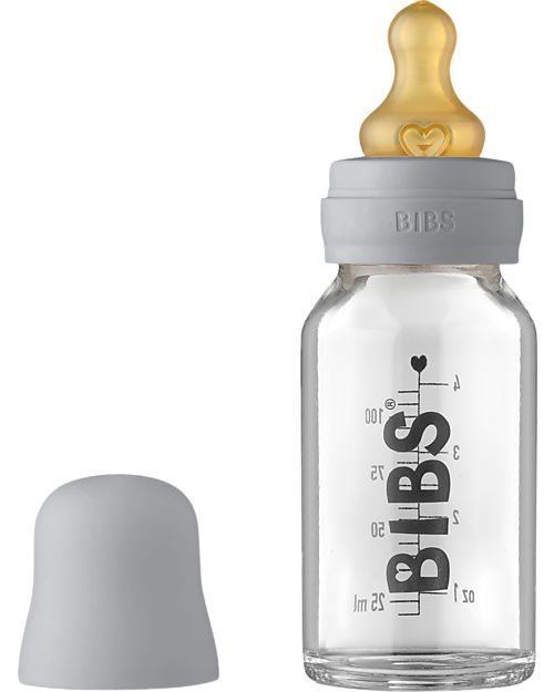 BIBS Baby Bottle Complete Set - Cloud - 110 ml Recyclable and Dishwasher safe! - New Design Baby Bottles