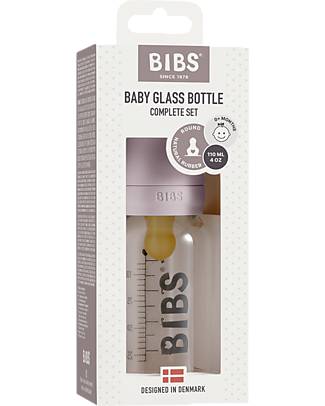 BIBS Baby Bottle Complete Set - Dusky Lilac - 110ml Recyclable and Dishwasher safe! - New Design Baby Bottles
