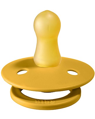 Bibs Bibs Colour Pacifier - Mustard - Natural Rubber Teat - Made in Denmark - with Light Round Shield - BPA & PVC Free Dummies & Soothers