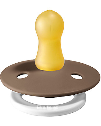 Bibs Bibs Night Pacifier - Dark Oak Night - Natural Rubber Teat - Made in Denmark - with Light Round Shield - BPA & PVC Free Dummies & Soothers