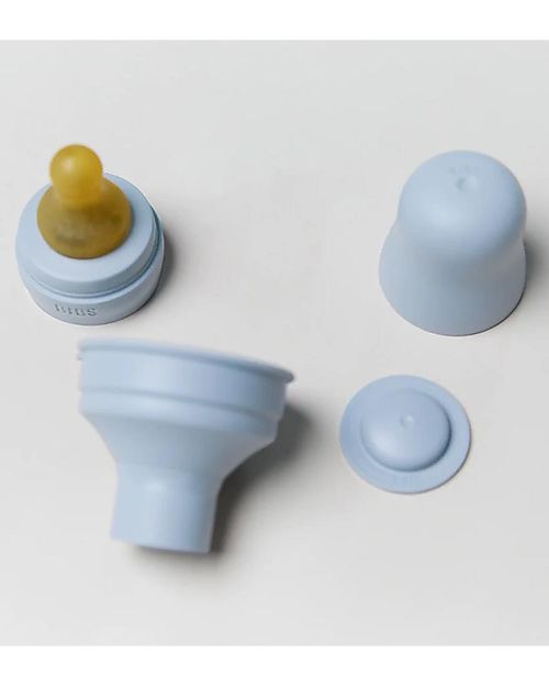 BIBS Bottle Kit - Baby Blue - Includes: Cap/Nipple (Slow Flow)/Milk lock/Screw Cap and Funnel Baby Bottles