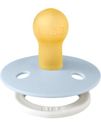 BIBS Colour Glow Pacifier - Round Nipple in Latex - Baby Blue - BPA & PVC Free Dummies & Soothers